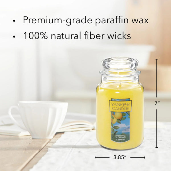 Candle Sicilian Lemon Original Large Scented Jar Candle - 3 packs - 22 oz per pack - plus 3 My Outlet Mall Resealable Storage Pouches