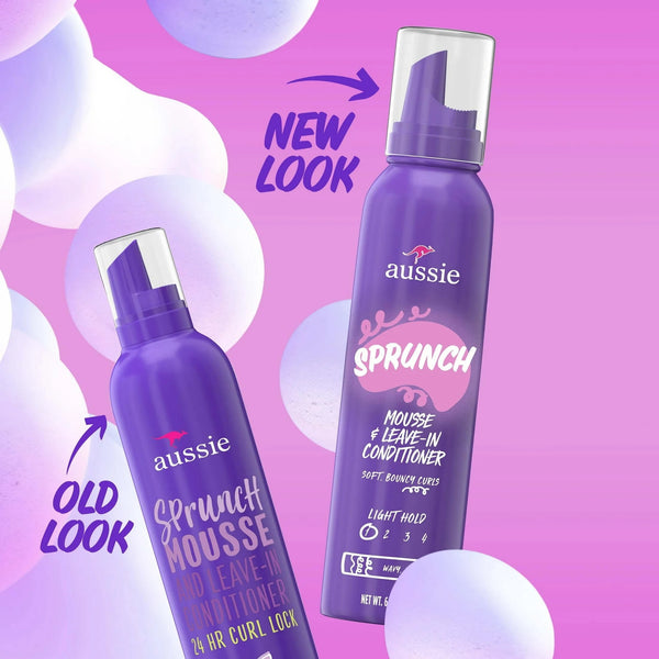 Sprunch Mousse & Leave-in Conditioner for Curly & Wavy Hair, Unisex - 2 packs - 6 oz per pack - plus 3 My Outlet Mall Resealable Storage Pouches