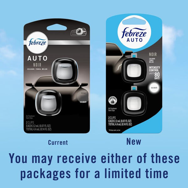 Auto Car Air Freshener, Odor-Fighting Car Vent Clip, Noir, 2 Count - 1 pack - plus 3 My Outlet Mall Resealable Storage Pouches