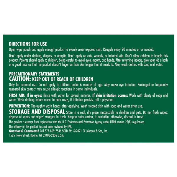 Repels Mosquito Repellent Wipes with Botanical Extracts - 1 pack - plus 3 My Outlet Mall Resealable Storage Pouches
