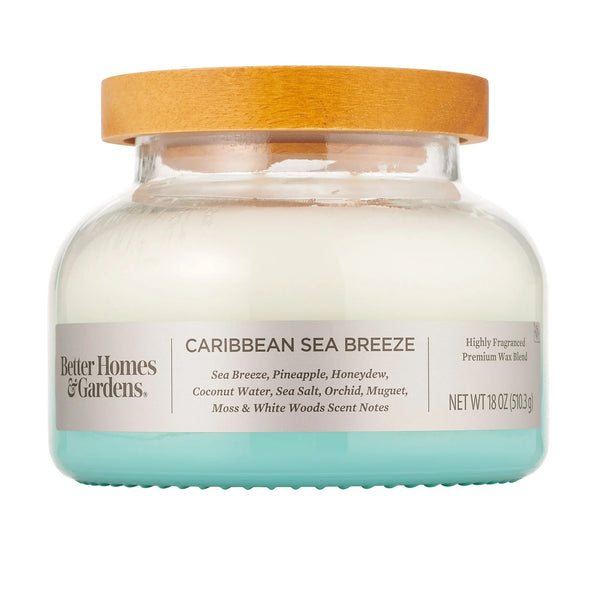 Caribbean Sea Breeze Scented 2-Wick Ombre Bell Jar Candle - 1 pack - 18 oz per pack - plus 3 My Outlet Mall Resealable Storage Pouches