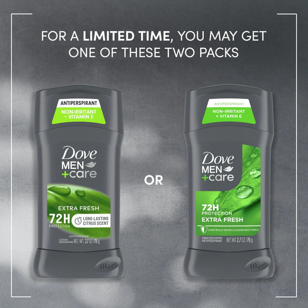 Men+Care Antiperspirant Deodorant Stick for Men Extra Fresh with Moisturizing Cream Citrus Scent - 2 packs - 2.7 oz per pack - plus 3 My Outlet Mall Resealable Storage Pouches