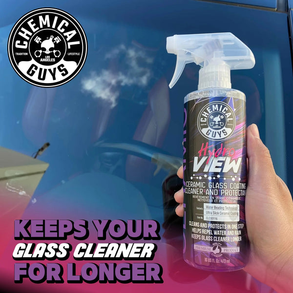 HydroView Ceramic Glass Cleaner, Water Repellent & Protective Coating (Works on Glass, Windows, Mirrors, Navigation Screens & More) - 2 packs - 16FL oz per pack - plus 3 My Outlet Mall Resealable Storage Pouches