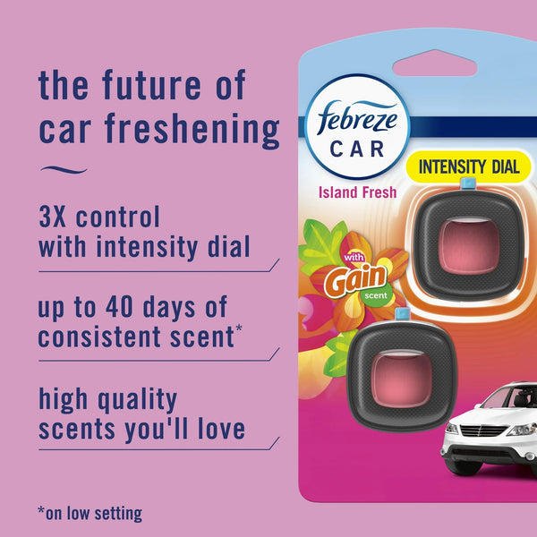 Car Air Freshener, Odor-Fighting Car Vent Clip, Gain Island Fresh, 2 Count - 1 pack - plus 3 My Outlet Mall Resealable Storage Pouches