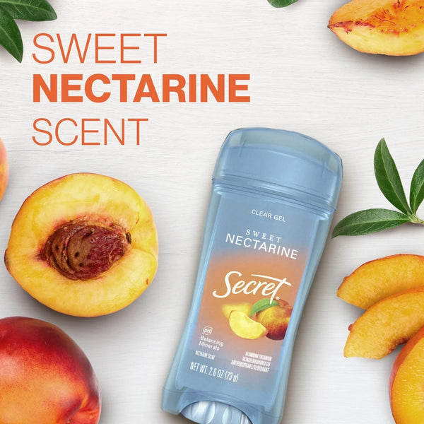 Fresh Clear Gel Antiperspirant Deodorant, Sweet Nectarine - 1 pack - 2.6 oz per pack - plus 3 My Outlet Mall Resealable Storage Pouches