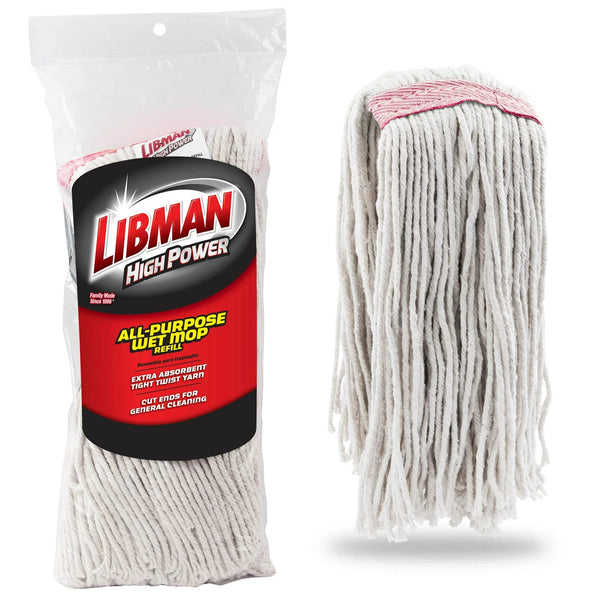 Heavy Duty All-Purpose Cut End Cotton and Polyester Blend Wet Mop Refill Clip-on Attached - 2 packs - plus 3 My Outlet Mall Resealable Storage Pouches