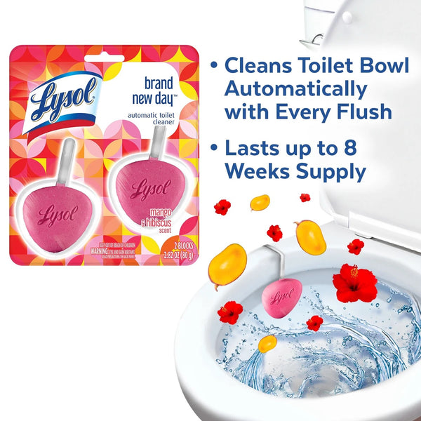 Click Gel Automatic Toilet Bowl Cleaner For Cleaning and Refreshing, Brand New Day Mango & Hibiscus - 3 pack - 6 counts per pack - plus 3 My Outlet Mall Resealable Storage Pouches
