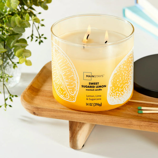 3-Wick Ombre Wrap Sweet Sugar Lemon Candle - 2 packs - 14 oz per pack - plus 3 My Outlet Mall Resealable Storage Pouches