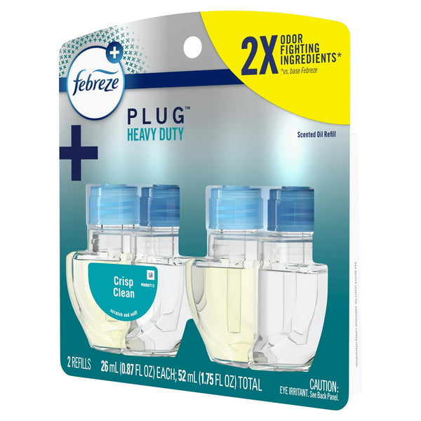 Plug In Air Freshener, Odor-Fighting Scented Oil Refill, Heavy Duty Crisp Clean - 1 pack - 2 count per pack - plus 3 My Outlet Mall Resealable Storage Pouches