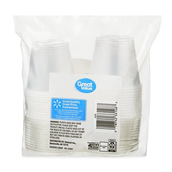 Disposable Plastic Cups with Lids, White, 5.5 oz - 1 pack - 25 Count per pack - plus 3 My Outlet Mall Resealable Storage Pouches
