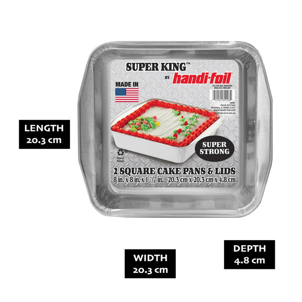 8 x 8 Square Aluminum Cake Pan Sets - 1 pack - 2 Count per pack - plus 3 My Outlet Mall Resealable Storage Pouches