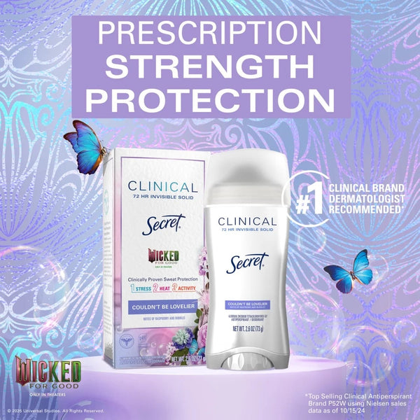 Clinical Invisible Solid Antiperspirant & Deodorant for Women, Couldn't be Lovelier, Notes of Raspberry and Bubbles - 1 pack - 2.6 oz per pack - plus 3 My Outlet Mall Resealable Storage Pouches