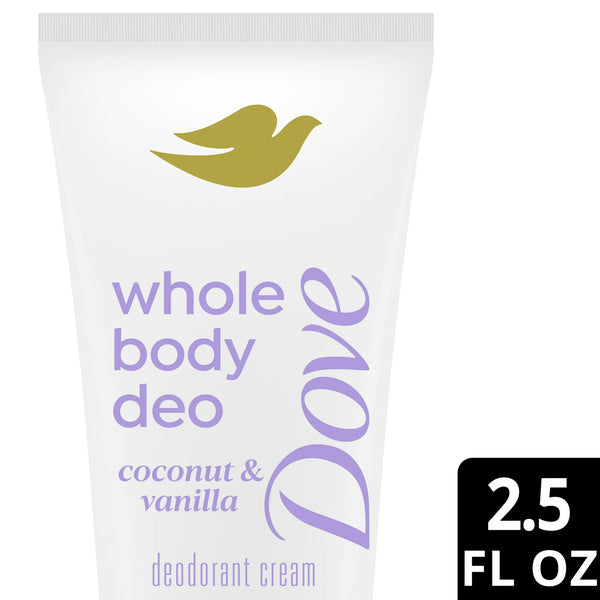Aluminum Free Whole Body Deo pH Balancing Deodorant Cream for Women, Coconut & Vanilla - 1 pack - 2.5 oz per pack - plus 3 My Outlet Mall Resealable Storage Pouches