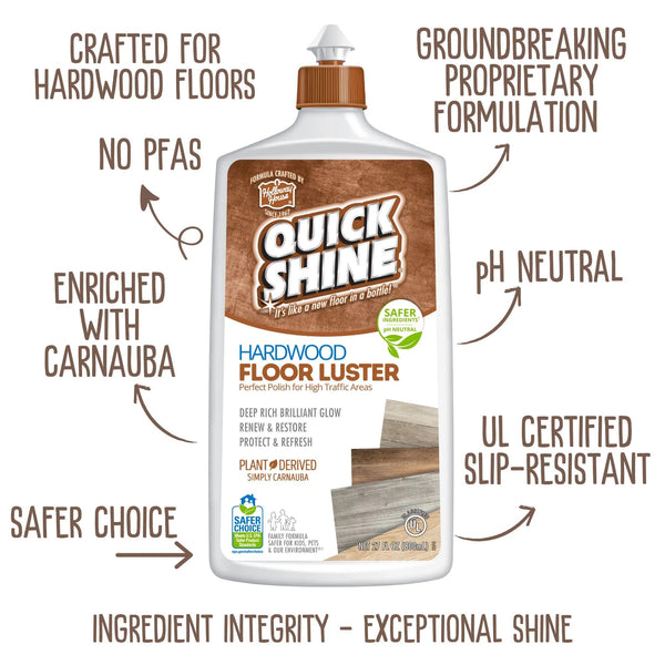Hardwood Floor Luster, Pfas-Free Formula Floor Polish with Plant-Derived Carnauba - 1 pack - 27 oz per pack - plus 3 My Outlet Mall Resealable Storage Pouches