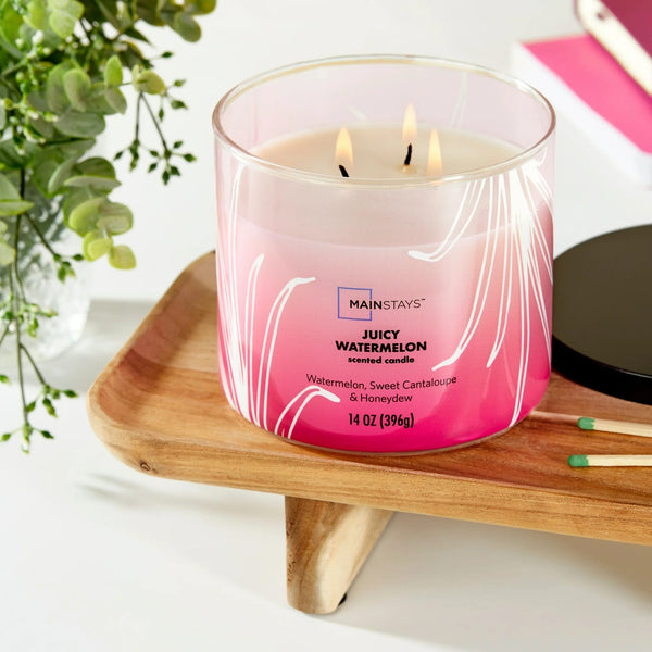 3-Wick Ombre Wrap Juicy Watermelon Candle - 1 pack - 14 oz per pack - plus 3 My Outlet Mall Resealable Storage Pouches