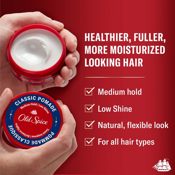 Classic Pomade for Men, Medium Hold, Low Shine, Men's Hair Styling Pomade - 3 packs - 2.22 oz per pack - plus 3 My Outlet Mall Resealable Storage Pouches