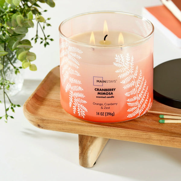 3-Wick Ombre Wrap Cranberry Mimosa Candle - 2 packs - 14 oz per pack - plus 3 My Outlet Mall Resealable Storage Pouches