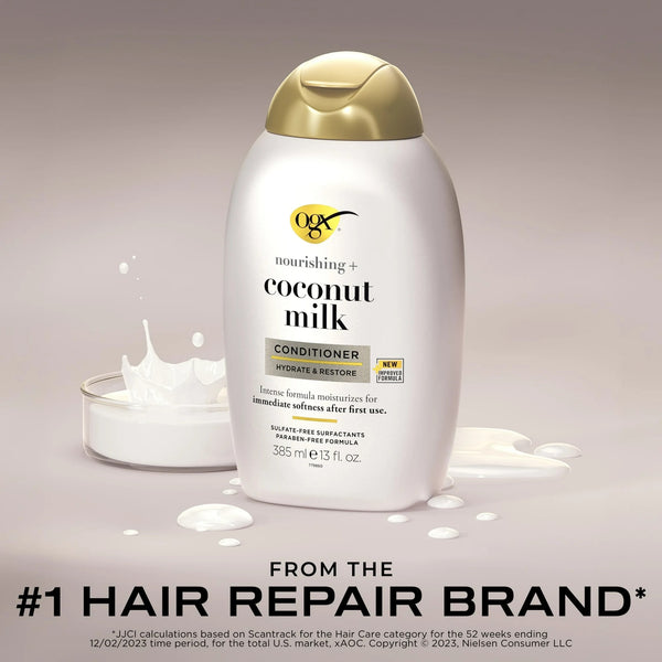 Nourishing + Coconut Milk Moisturizing Hair Conditioner - 2 packs - 13Fl oz per pack - plus 3 My Outlet Mall Resealable Storage Pouches