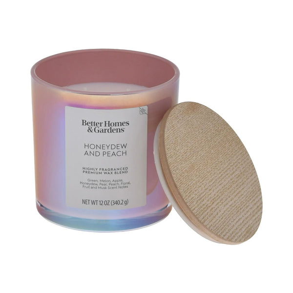 Honeydew & Peach Scented 2-Wick Iridescent Jar Candle - 1 pack - 12 oz per pack - plus 3 My Outlet Mall Resealable Storage Pouches