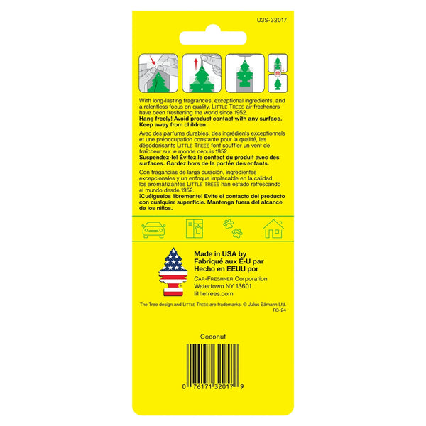 Air Freshener Coconut Fragrance- 1 pack - 3 count per pack plus 3 My Outlet Mall Resealable Storage Pouches