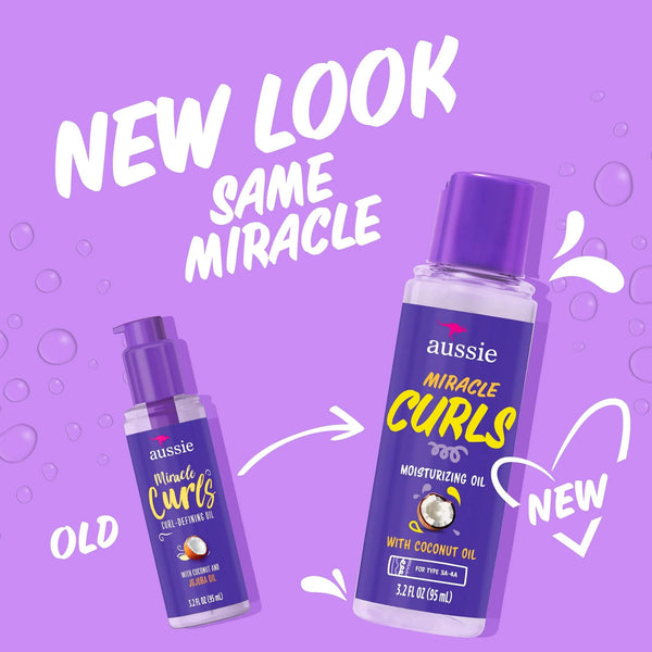 Miracle Curls Coconut Curl-Defining Hair Oil, for Curly Hair - 1 pack - 3.2Fl oz per pack - plus 3 My Outlet Mall Resealable Storage Pouches