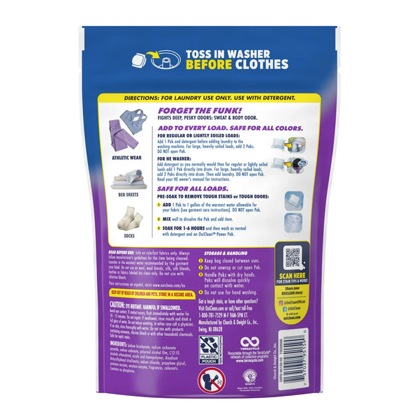 Odor Blasters Odor and Laundry Stain Remover Power Paks- 2 packs - 24 ct per pack - plus 3 My Outlet Mall Resealable Storage Pouches