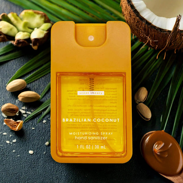 Hand Sanitizer Spray, Brazilian Coconut - 2 packs - 1fl oz per pack - plus 3 My Outlet Mall Resealable Storage Pouches
