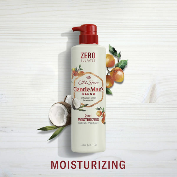 2-in-1 Men's Shampoo and Conditioner, Moisturizing Gentleman's Blend, All Hair - 1 pack - 14.8Fl oz per pack - plus 3 My Outlet Mall Resealable Storage Pouches