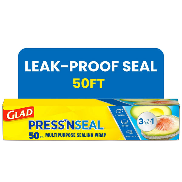Press'n Seal Plastic Food Wrap, 50 sq ft Roll - 1 pack - plus 3 My Outlet Mall Resealable Storage Pouches