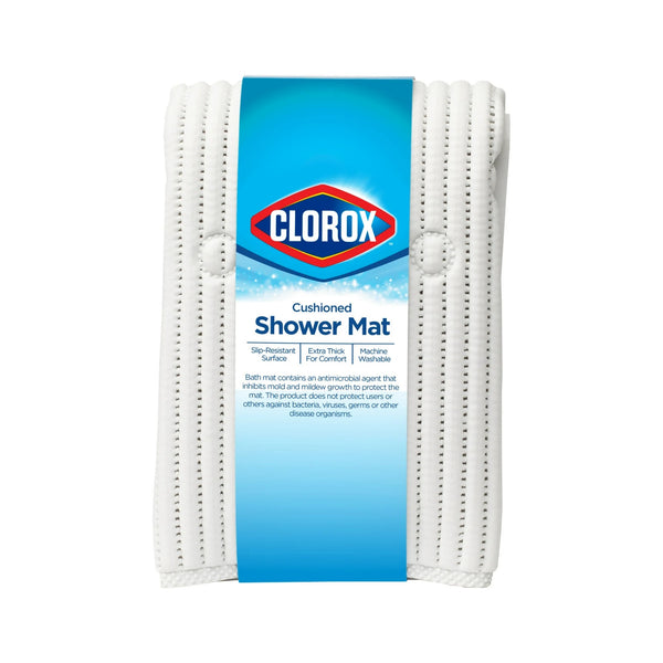 Foam Cushioned Shower Mat with Suction Cups, White 21" x 21" - 1 pack - plus 3 My Outlet Mall Resealable Storage Pouches
