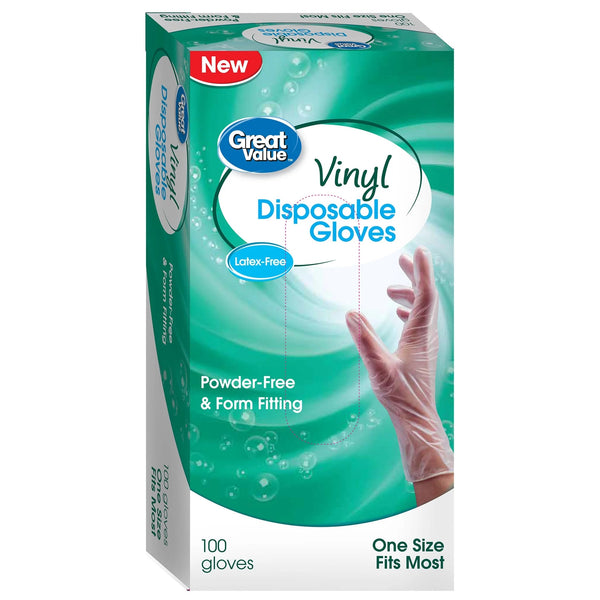 Disposable Vinyl Gloves - 1 pack - 100 Count - plus 3 My Outlet Mall Resealable Storage Pouches