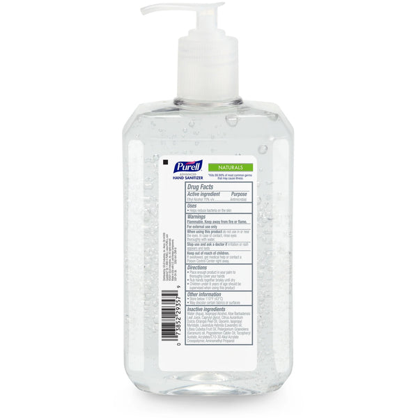 Advanced Hand Sanitizer Gel, Naturals, Pump Bottle (Adult) - 2 packs - 24 oz per pack - plus 3 My Outlet Mall Resealable Storage Pouches