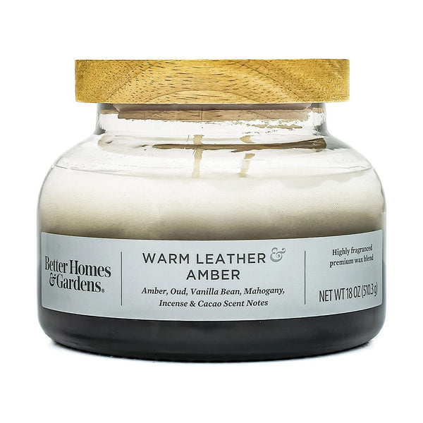 Warm Leather Amber Scented Ombre 2-Wick Bell Jar Candle - 1 pack - 18 oz per pack - plus 3 My Outlet Mall Resealable Storage Pouches