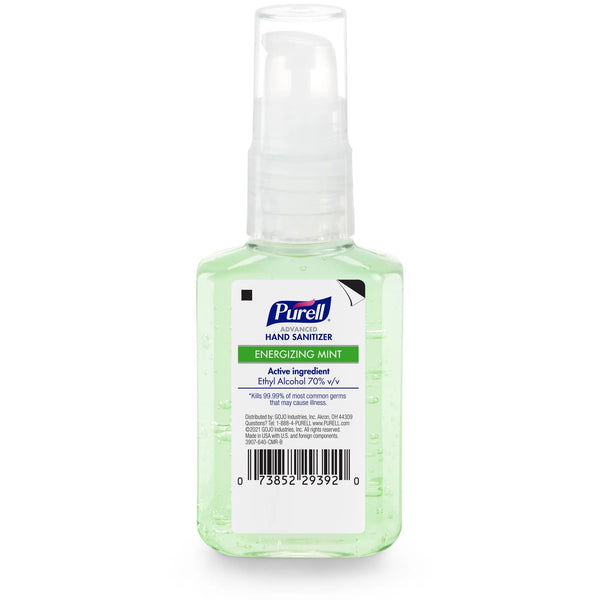Advanced Hand Sanitizer Energizing Mint, Infused with Essential Oils, Pump Bottle - 1 pack - 2oz per pack - plus 3 My Outlet Mall Resealable Storage Pouches