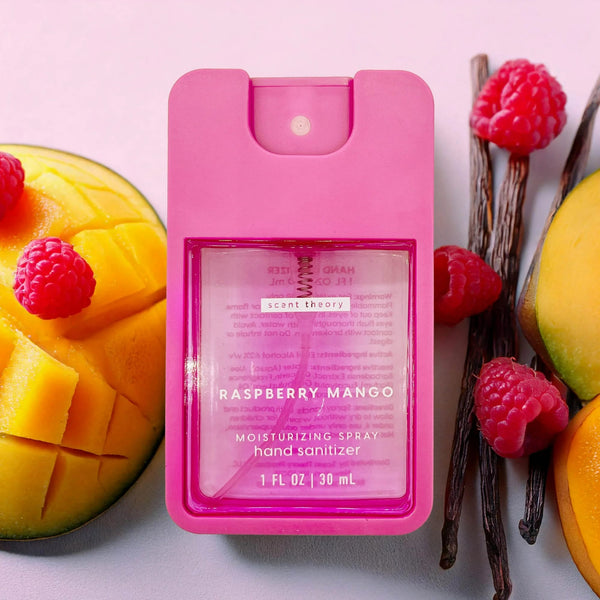 Hand Sanitizer Spray, Raspberry Mango - 2 packs - 1fl oz per pack - plus 3 My Outlet Mall Resealable Storage Pouches