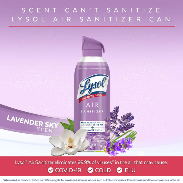 Air Sanitizer Spray, For Air Sanitization and Odor Elimination, Lavender Scent - 3 packs - 10Fl oz per pack - plus 3 My Outlet Mall Resealable Storage Pouches