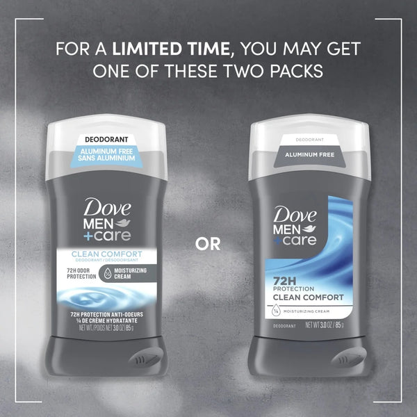 Men+Care Deodorant Stick for Men Clean Comfort Aluminum Free with Moisturizing Cream - 2 packs - 3 oz per pack - plus 3 My Outlet Mall Resealable Storage Pouches