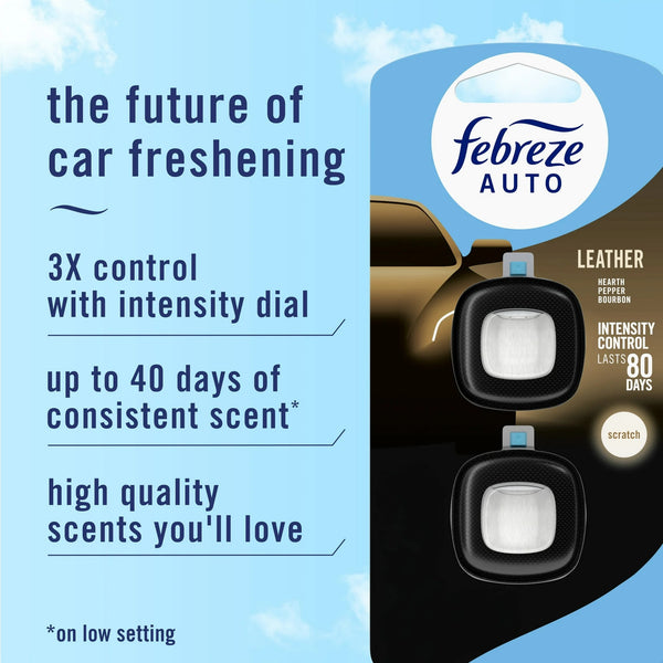 Auto Car Air Freshener, Odor-Fighting Car Vent Clip, Leather - 3 pack - 2 count per pack plus 3 My Outlet Mall Resealable Storage Pouches