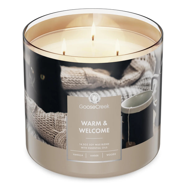 Warm & Welcome Scented 3-Wick Jar Candle - 1 pack - 14.5 oz per pack - plus 3 My Outlet Mall Resealable Storage Pouches