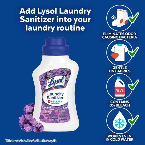 Laundry Sanitizer Additive, Sanitizing Liquids for Clothes and Linens, Lavender - 1 pack - 41 oz per pack - plus 3 My Outlet Mall Resealable Storage Pouches