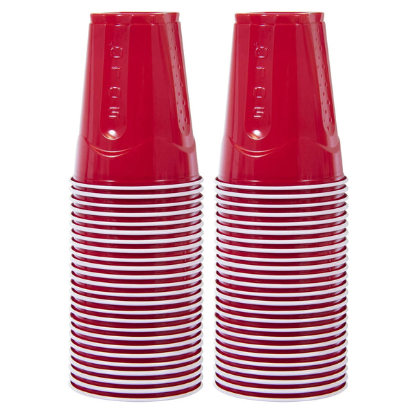 Red Party Plastic Disposable Cups, 18 oz - 1 pack - 50 Count per pack - plus 3 My Outlet Mall Resealable Storage Pouches