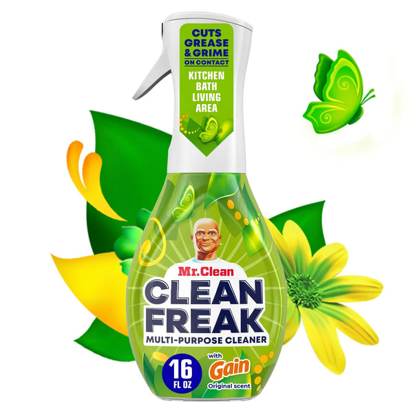 Clean Freak All Purpose Cleaner Spray, Multi-Surface Cleaning, Gain - 3 packs - 16 fl oz per pack - plus 3 My Outlet Mall Resealable Storage Pouches