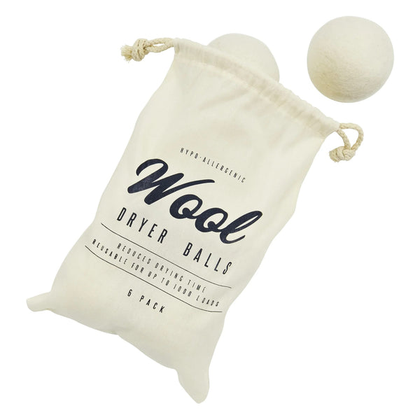 Wool Dryer Balls, 2.75" Each Dryer Ball - 1 pack - 6 Count - plus 3 My Outlet Mall Resealable Storage Pouches