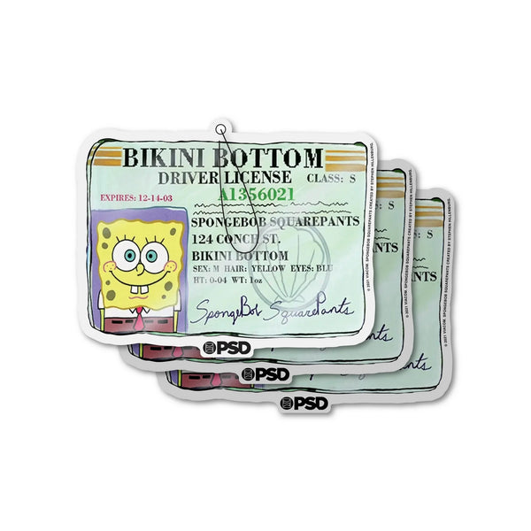 Hanging Air Freshener Sponge Bob Square Pants Driver's License with New Car Scent - 2 packs - 3 count per pack - plus 3 My Outlet Mall Resealable Storage Pouches