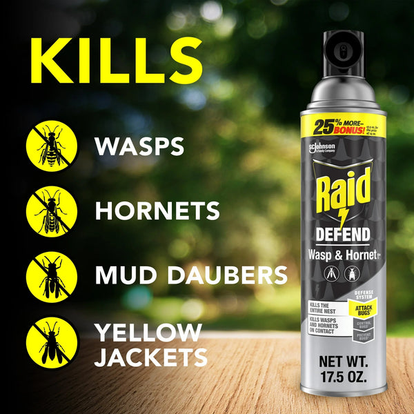 Defend Outdoor Defense System Wasp and Hornet Bug Spray, Insect Killer - 2 packs - 17.5oz per pack - plus 3 My Outlet Mall Resealable Storage Pouches