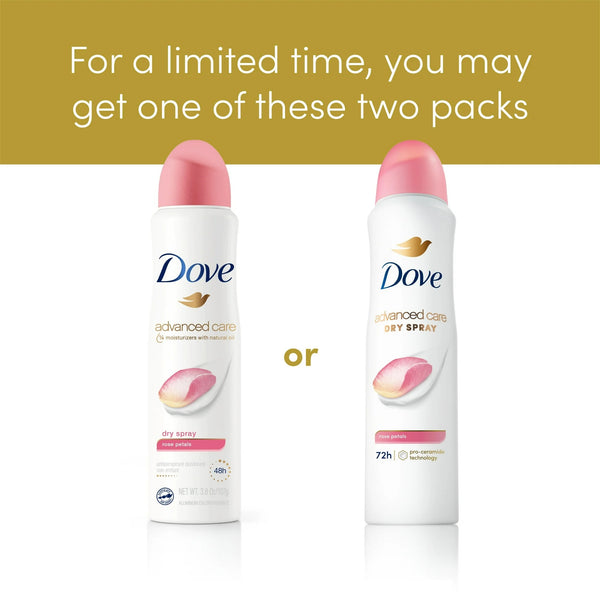 Advanced Care Long Lasting Women's Antiperspirant Deodorant Dry Spray, Rose Petals - 3 packs - 3.8 oz per pack - plus 3 My Outlet Mall Resealable Storage Pouches