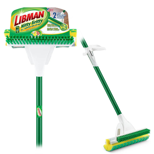 Nitty Gritty Roller Sponge Mop with Scrub Brush - 1 pack - plus 3 My Outlet Mall Resealable Storage Pouches