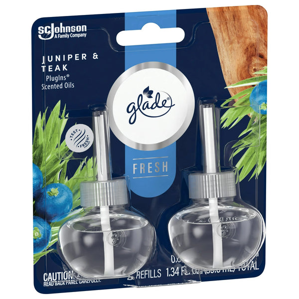PlugIns Scented Oil Refills Infused with Essential Oils, Juniper & Teak - 1 pack - 2 count per pack - plus 3 My Outlet Mall Resealable Storage Pouches