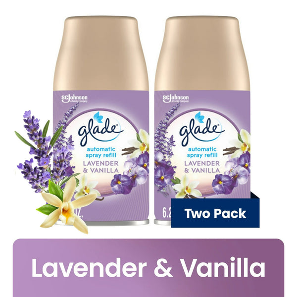 Automatic Spray Refills, Air Freshener, Infused with Essential Oils, Lavender & Vanilla - 2 packs - 2 count per pack - plus 3 My Outlet Mall Resealable Storage Pouches