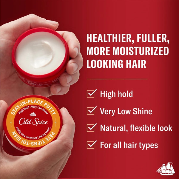 Hair Styling Putty for Men, High Hold, Matte Finish, All Hair Types - 2 packs - 2.2 oz per pack - plus 3 My Outlet Mall Resealable Storage Pouches